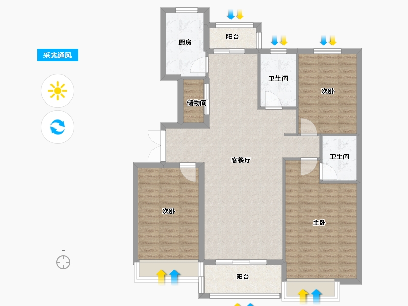 河南省-开封市-杞县杞国新城-北区-108.00-户型库-采光通风