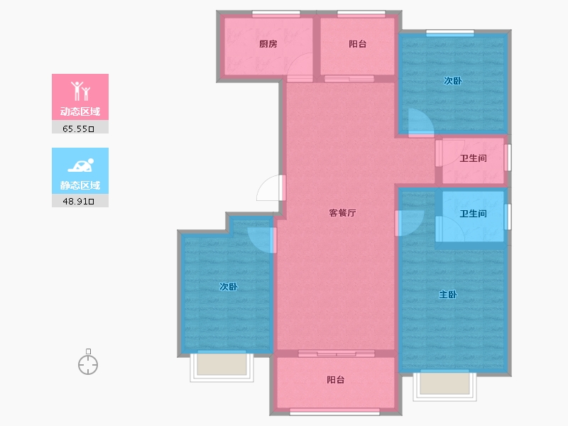 山东省-泰安市-河畔豪庭-102.00-户型库-动静分区