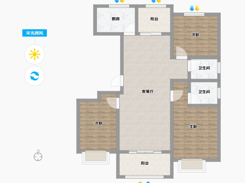 山东省-泰安市-河畔豪庭-102.00-户型库-采光通风