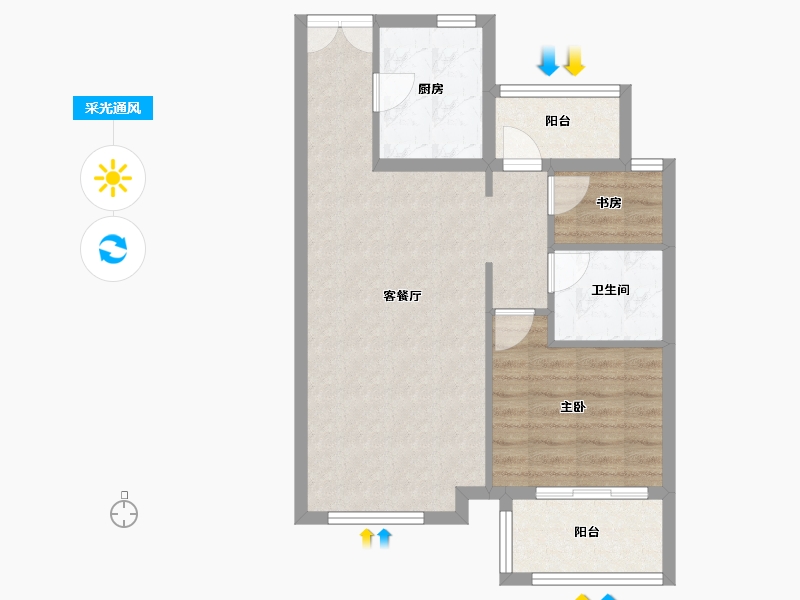 河北省-廊坊市-路劲阳光城-64.30-户型库-采光通风