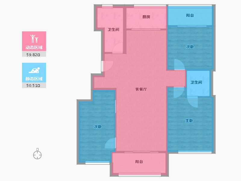 山东省-烟台市-天籁花园小区-101.00-户型库-动静分区