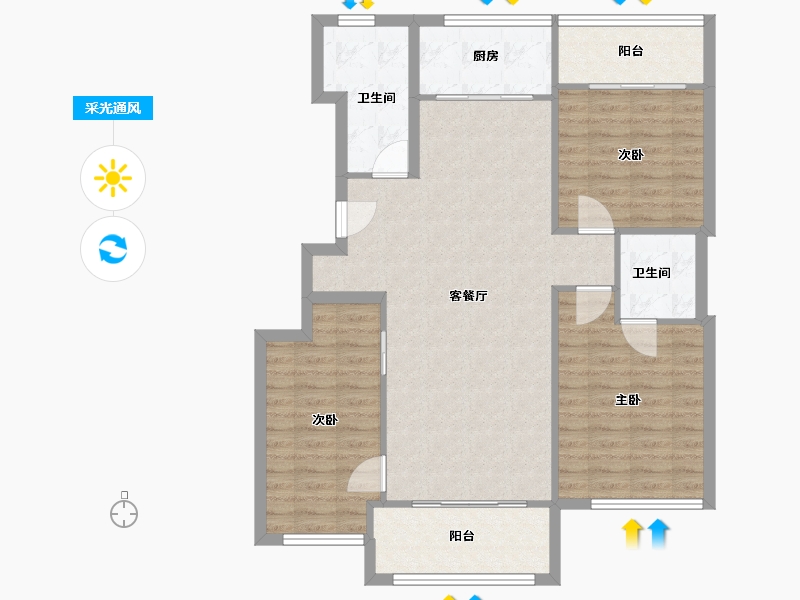 山东省-烟台市-天籁花园小区-101.00-户型库-采光通风