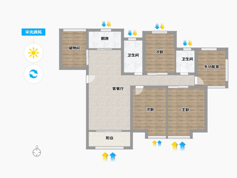 山东省-烟台市-金海名园-108.00-户型库-采光通风