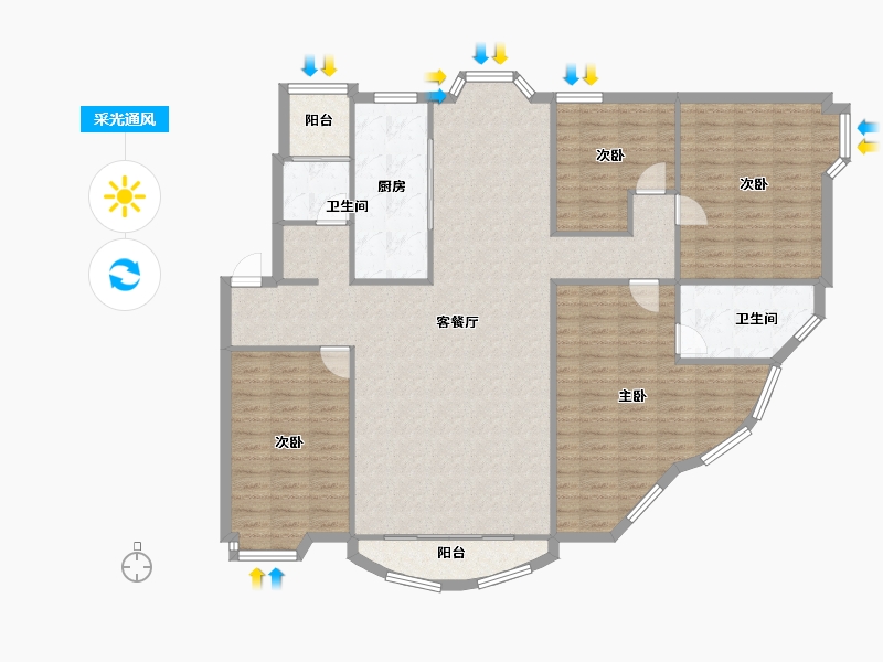 云南省-昆明市-江东安康园-143.90-户型库-采光通风