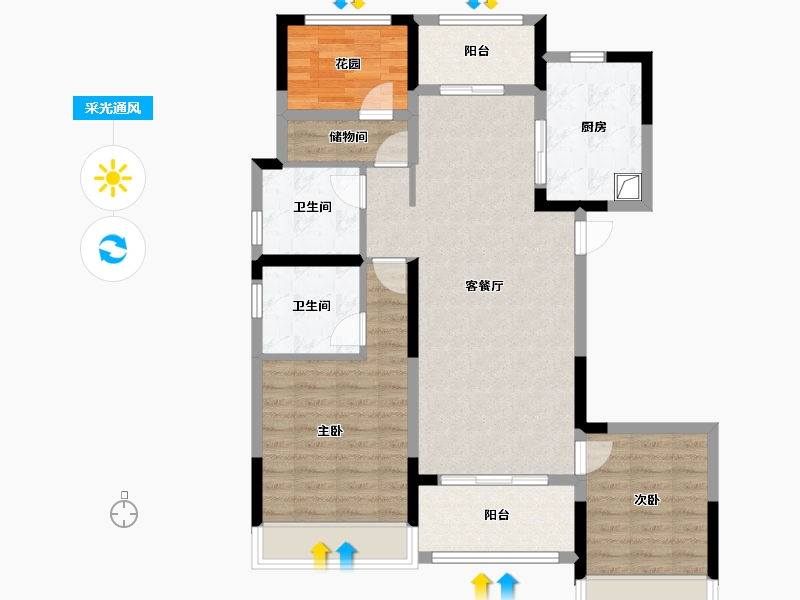 江苏省-南京市-建发珺和府-90.40-户型库-采光通风