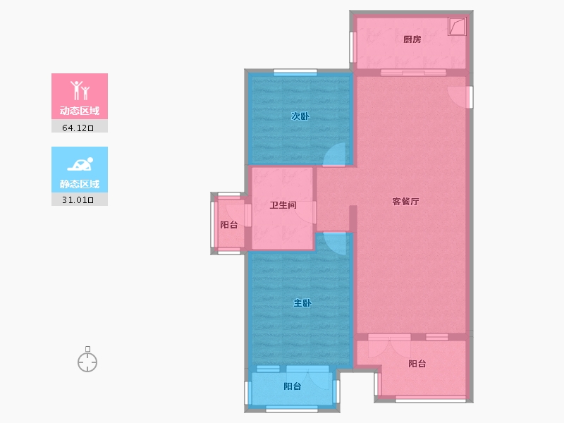 河北省-衡水市-天元怡水花园-84.89-户型库-动静分区