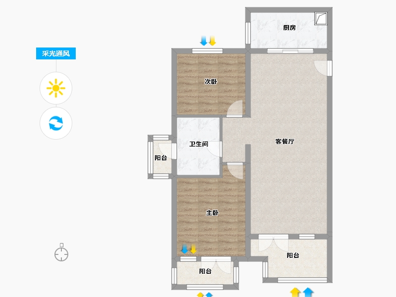 河北省-衡水市-天元怡水花园-84.89-户型库-采光通风