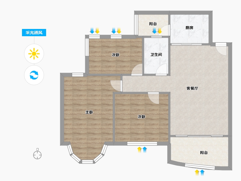 广东省-广州市-祈福新村山泉居-84.34-户型库-采光通风