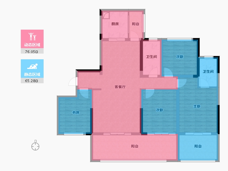 云南省-红河哈尼族彝族自治州-观澜学府-113.60-户型库-动静分区