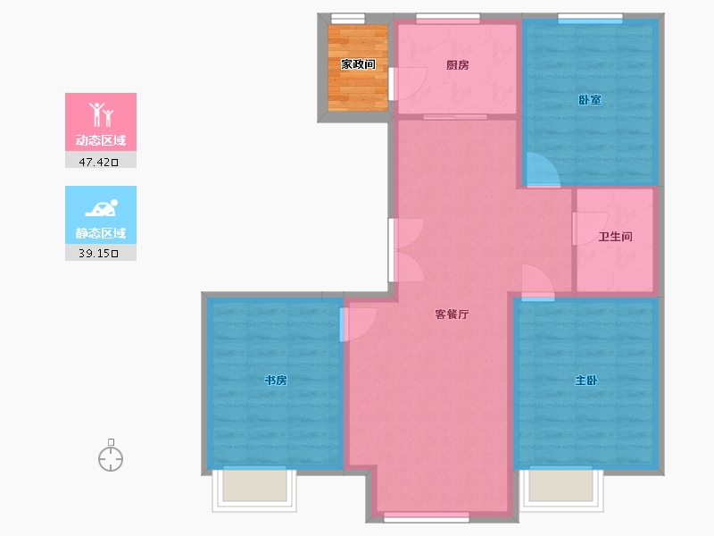 辽宁省-鞍山市-鞍钢新城-87.00-户型库-动静分区