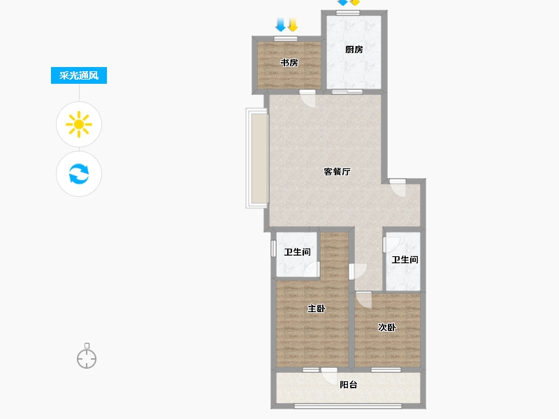 山东省-济宁市-保利时光印象-103.20-户型库-采光通风