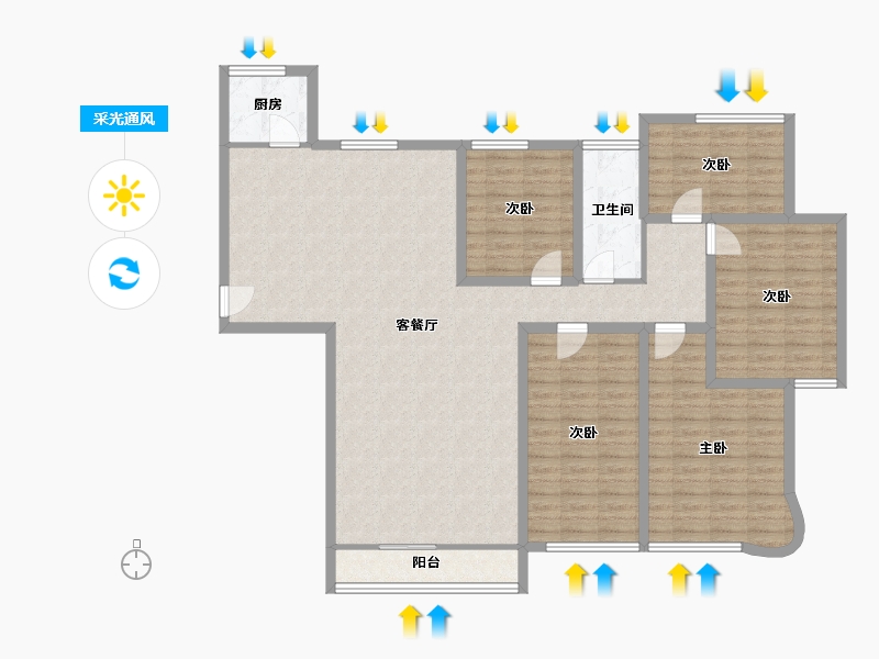 辽宁省-大连市-壹品星海-139.59-户型库-采光通风