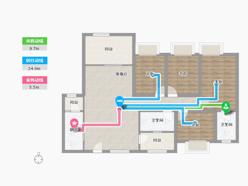 广东省-佛山市-云山峰境花园-99.90-户型库-动静线