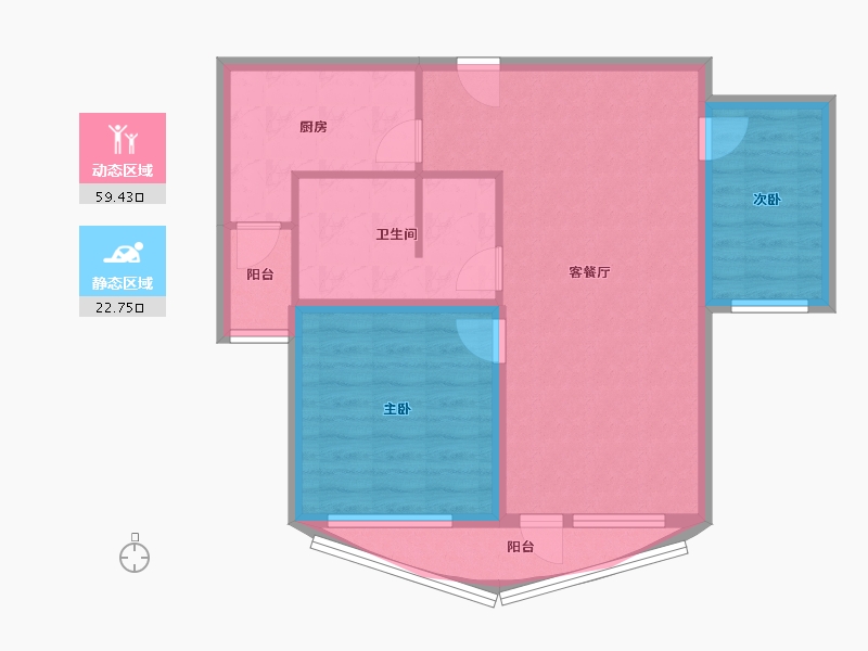 辽宁省-大连市-壹品星海-73.08-户型库-动静分区