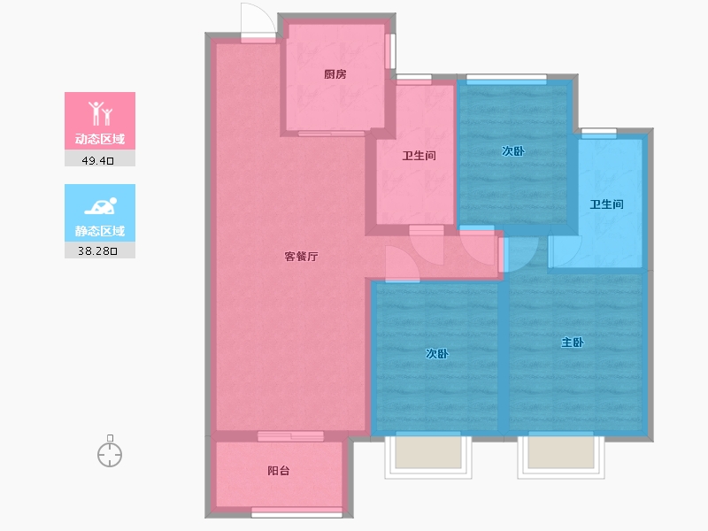 河北省-保定市-璟宸河畔-89.60-户型库-动静分区