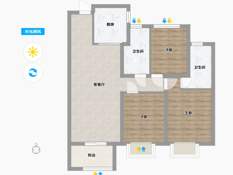 河北省-保定市-璟宸河畔-89.60-户型库-采光通风