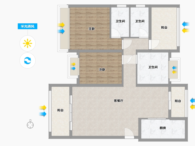 广东省-中山市-紫岭国际-111.20-户型库-采光通风