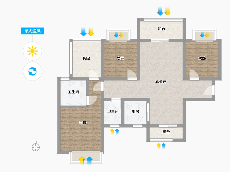 广西壮族自治区-柳州市-彰泰江与城-110.00-户型库-采光通风