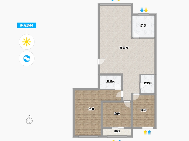 辽宁省-大连市-澳景园-120.61-户型库-采光通风