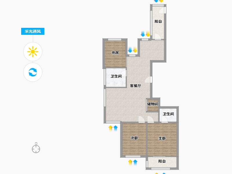 浙江省-温州市-仁和锦园-90.00-户型库-采光通风