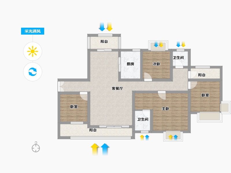 湖南省-衡阳市-飞翔华府-113.87-户型库-采光通风