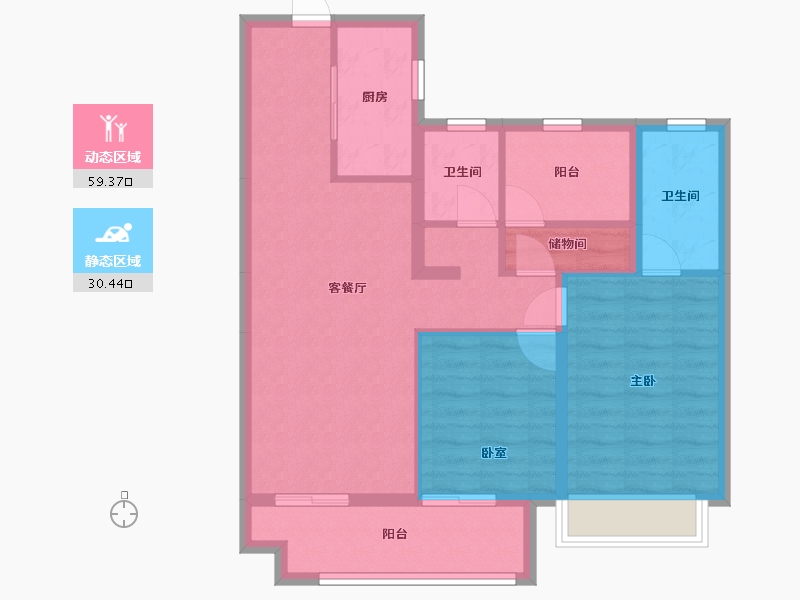 湖南省-长沙市-卓越-83.00-户型库-动静分区