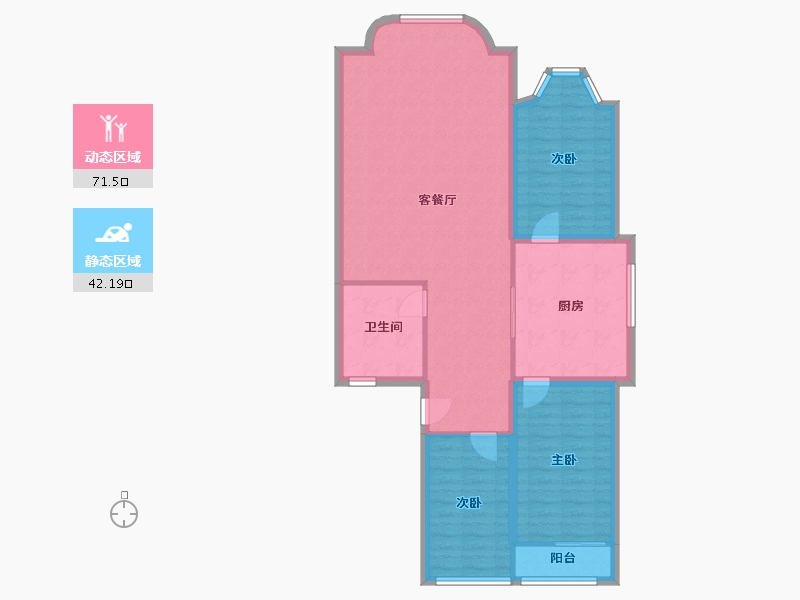 辽宁省-大连市-澳景园-103.66-户型库-动静分区