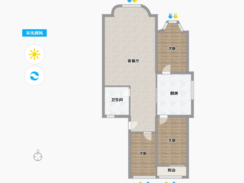 辽宁省-大连市-澳景园-103.66-户型库-采光通风