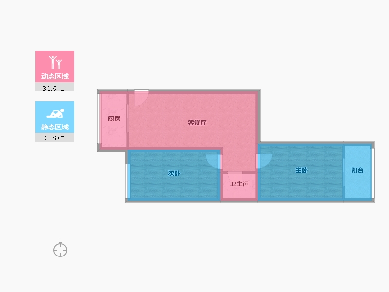 辽宁省-大连市-天源山庄-56.35-户型库-动静分区