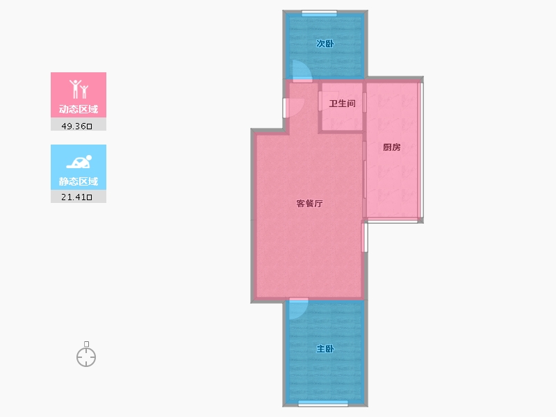 辽宁省-大连市-天源山庄-64.03-户型库-动静分区