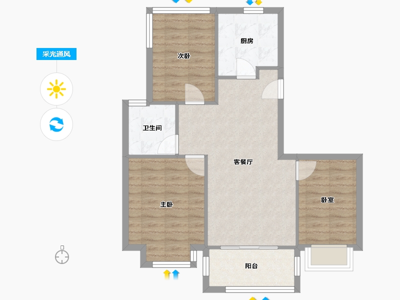 江苏省-南京市-融信世纪东方-71.20-户型库-采光通风