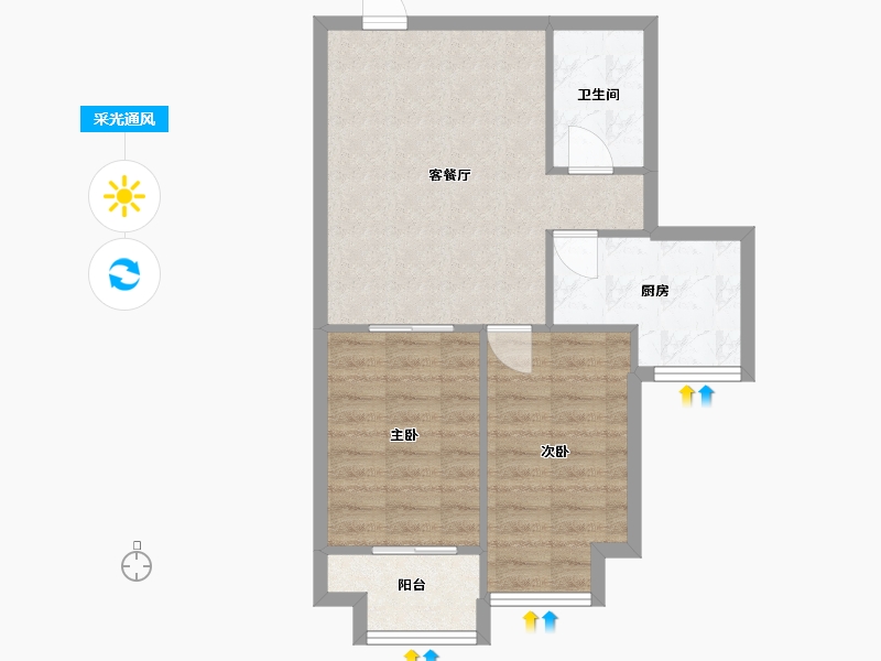 山东省-烟台市-迎春佳苑-60.00-户型库-采光通风