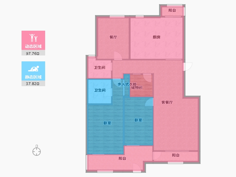 北京-北京市-星河城-冬季星空-124.84-户型库-动静分区