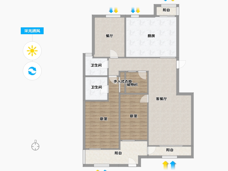 北京-北京市-星河城-冬季星空-124.84-户型库-采光通风