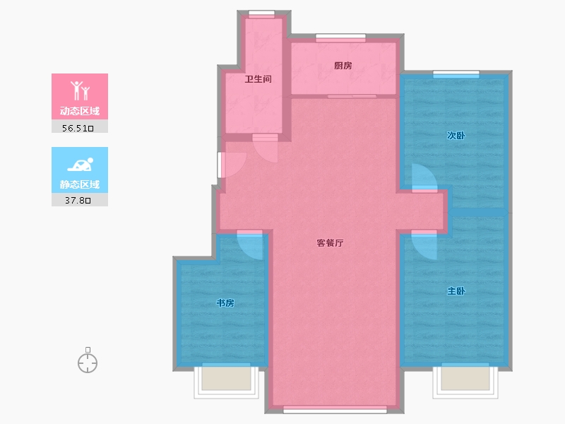 辽宁省-盘锦市-荷塘月色-89.74-户型库-动静分区