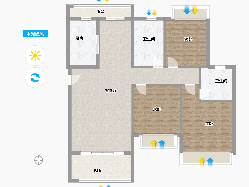 福建省-漳州市-伊丽莎白-109.00-户型库-采光通风