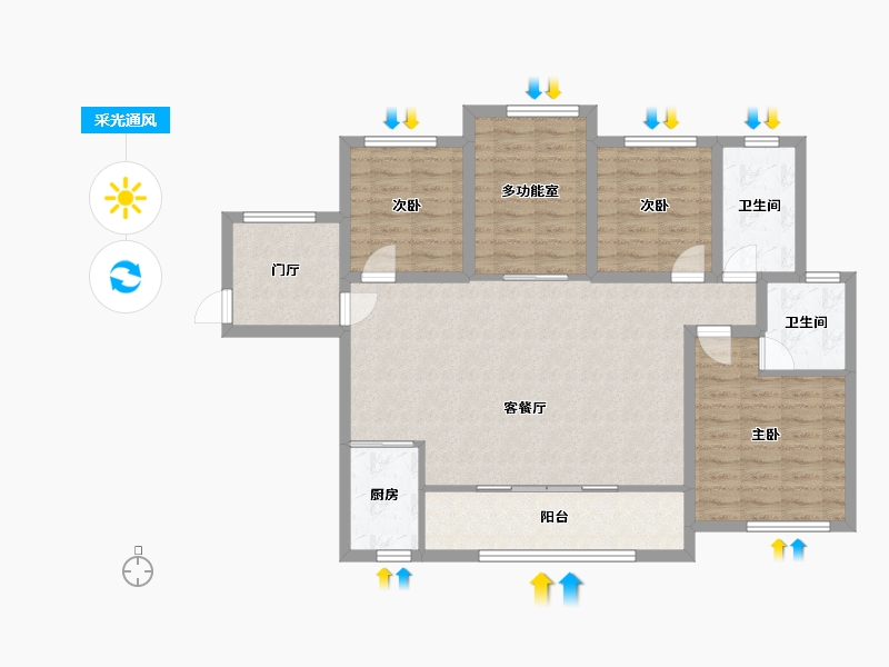 广东省-佛山市-中海金沙湾-105.88-户型库-采光通风