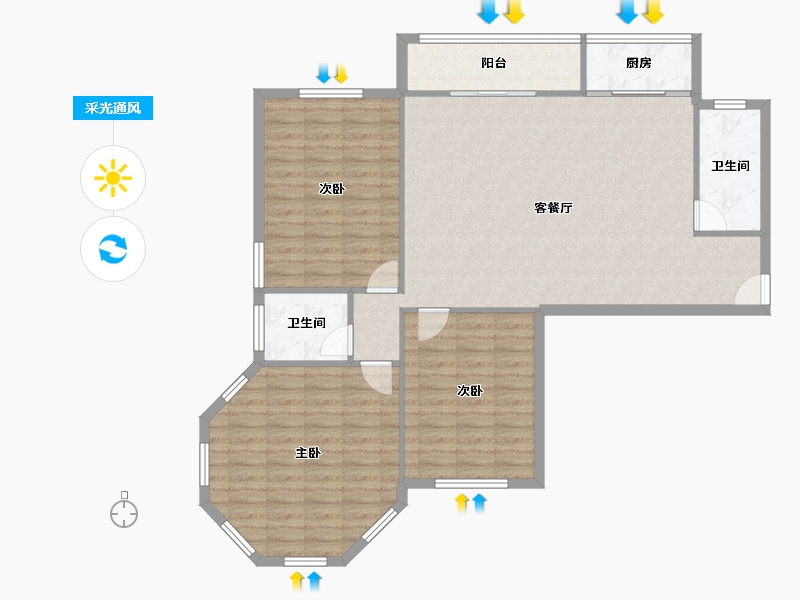 山东省-烟台市-天籁花园小区-114.08-户型库-采光通风