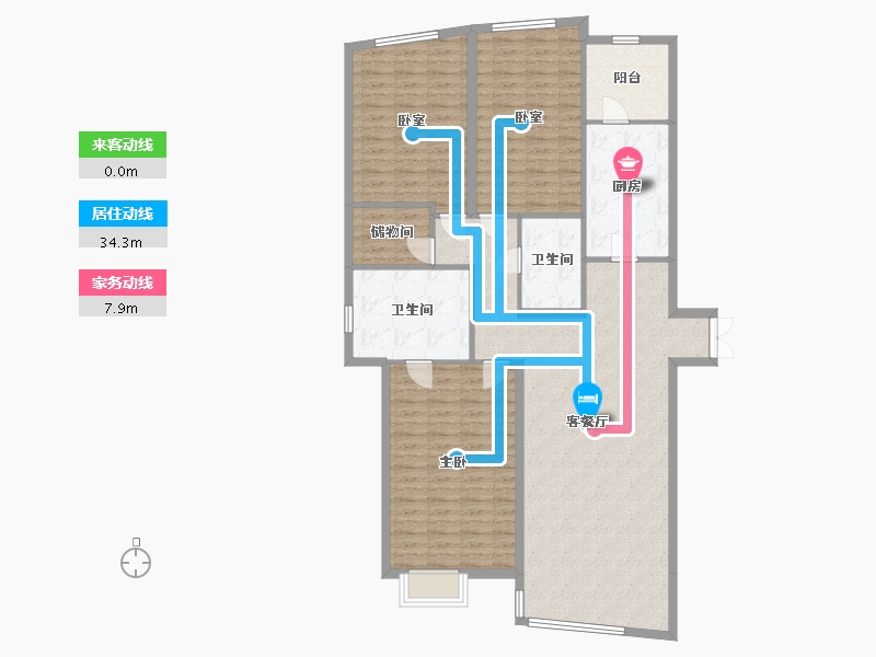 北京-北京市-新城国际公寓3期-151.56-户型库-动静线