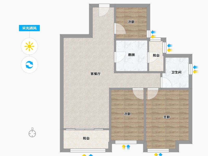 河南省-开封市-恒大东汇名城-70.01-户型库-采光通风