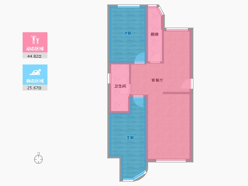 辽宁省-大连市-澳南明秀山庄-62.22-户型库-动静分区