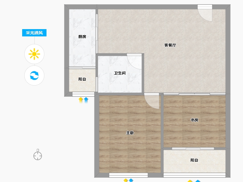 山东省-烟台市-天籁花园小区-63.53-户型库-采光通风