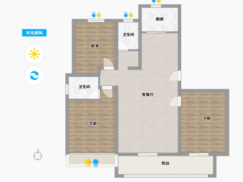 河南省-平顶山市-万盛公馆-109.83-户型库-采光通风