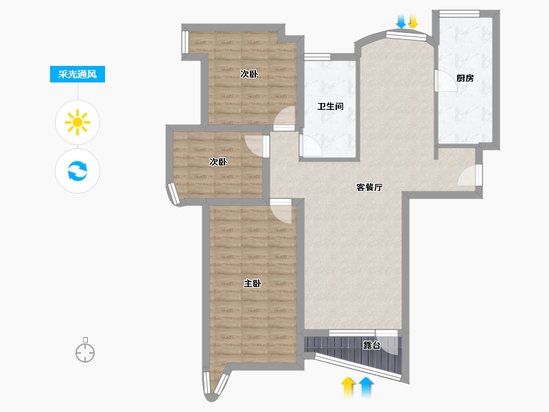 辽宁省-大连市-壹品星海-96.26-户型库-采光通风