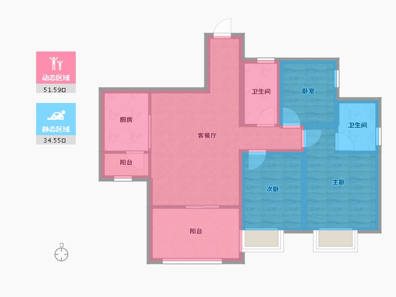 广东省-佛山市-云山峰境花园-75.93-户型库-动静分区