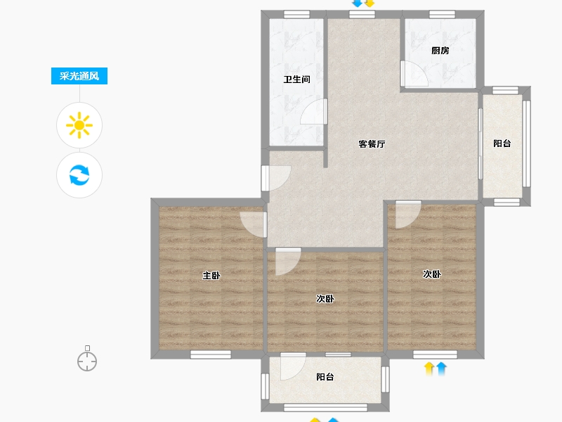 江苏省-苏州市-水香二村-83.00-户型库-采光通风