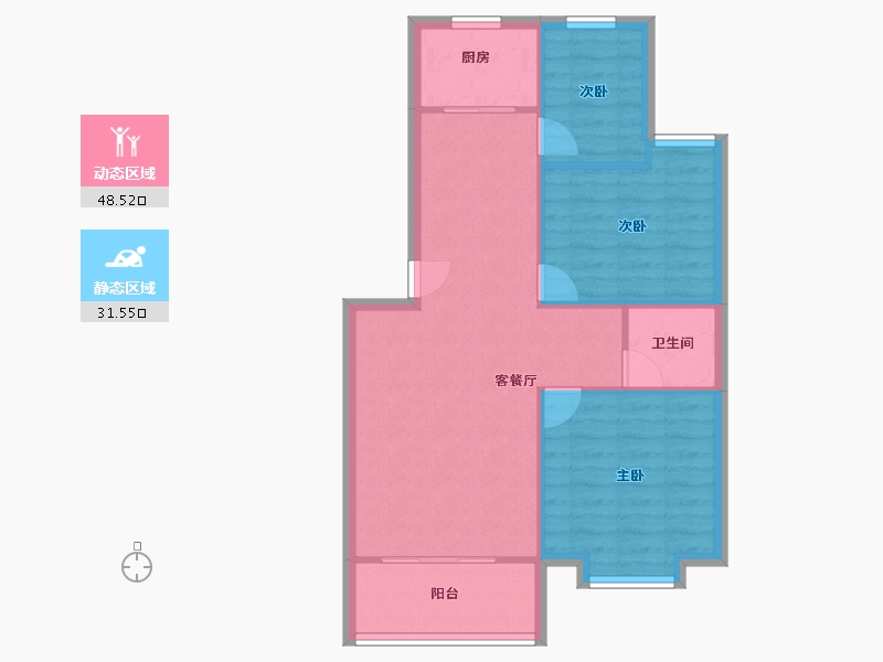 云南省-昆明市-南华区嘉华苑-73.01-户型库-动静分区