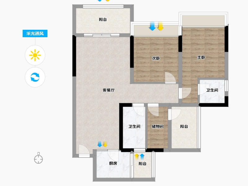 贵州省-遵义市-鑫洋公馆-89.60-户型库-采光通风