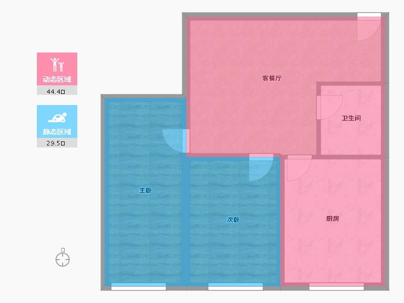 辽宁省-大连市-澳景园-66.39-户型库-动静分区