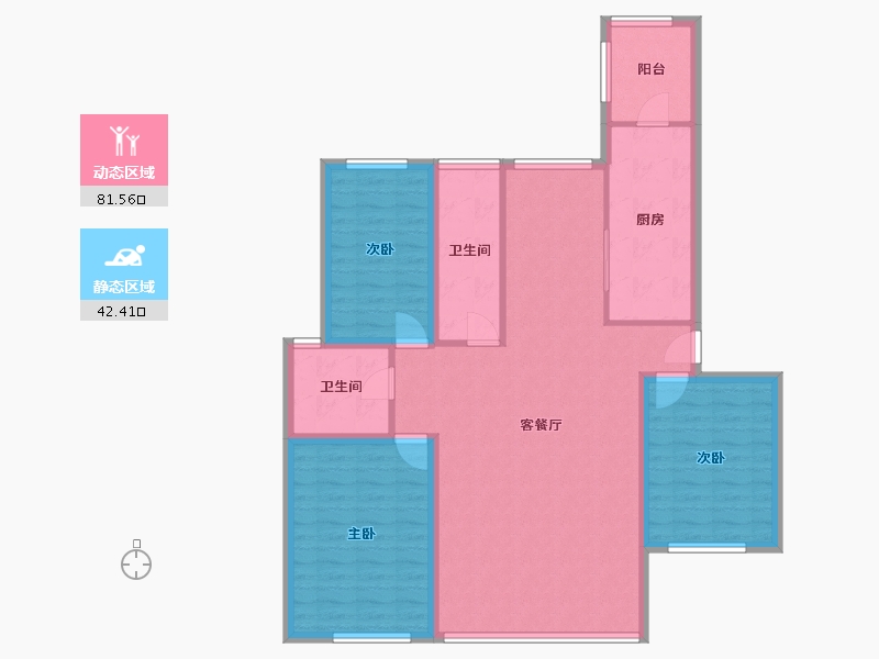 辽宁省-大连市-澳南明秀山庄-112.09-户型库-动静分区